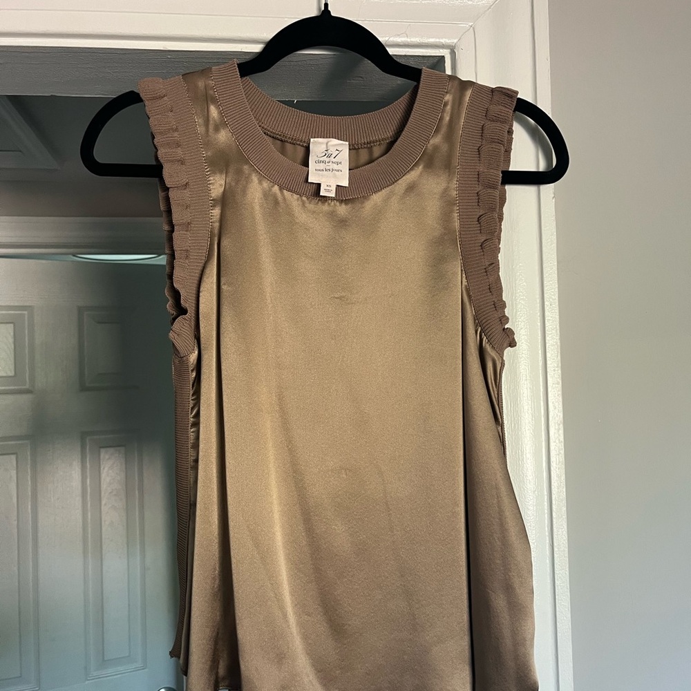 Elegant Taupe Sleeveless Blouse